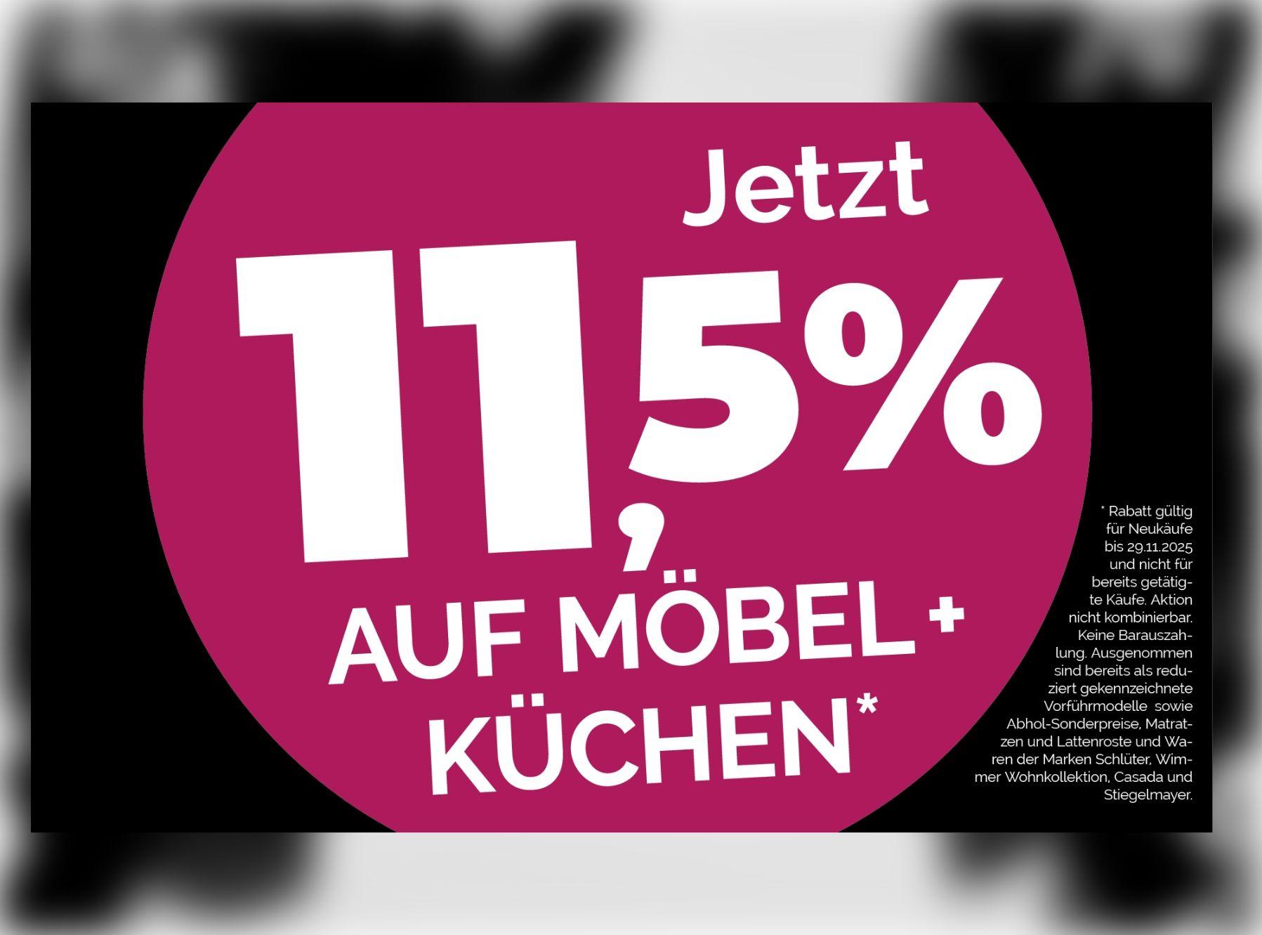 Jetzt 11,5 % auf Möbel & Küchen sichern!