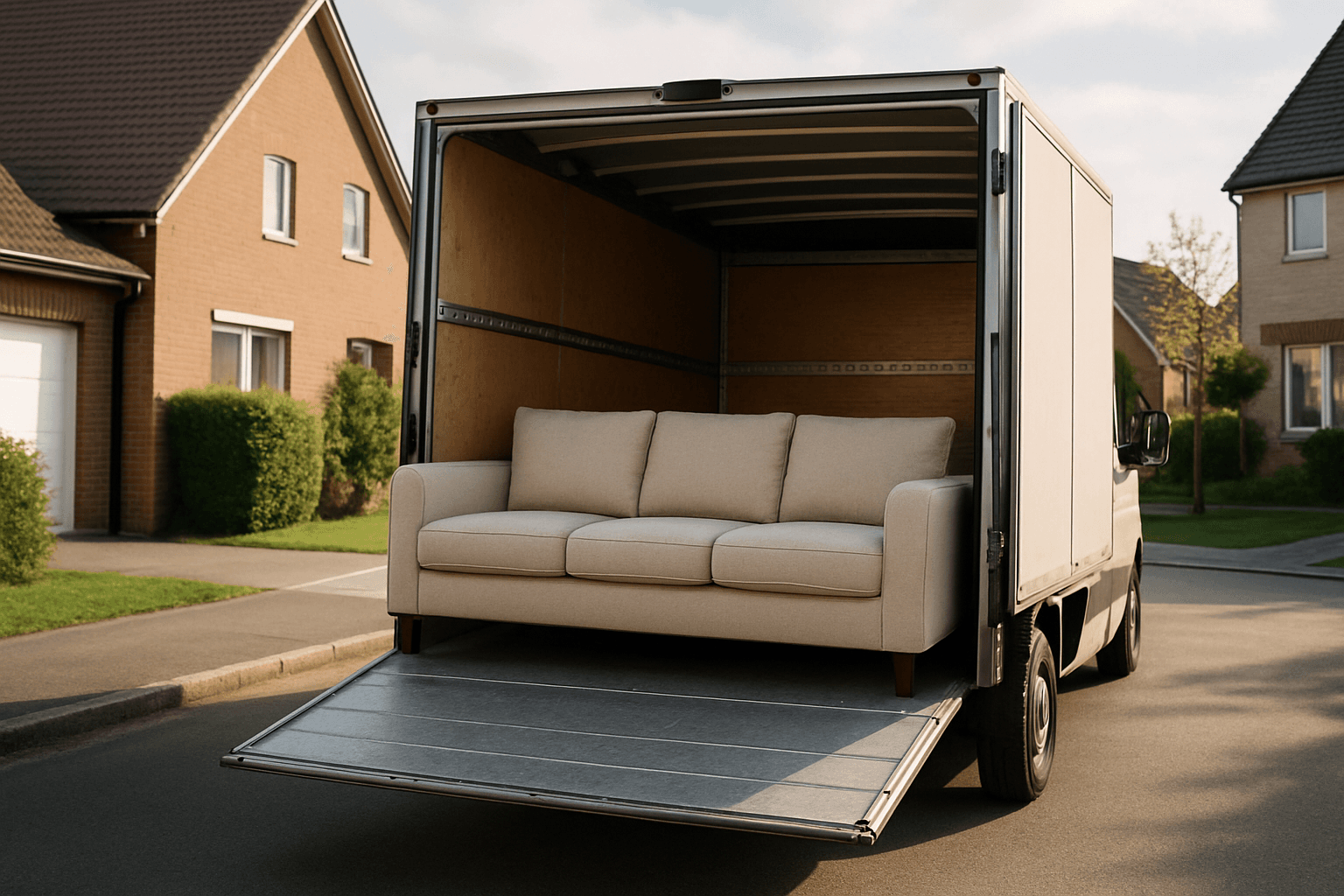 gebrauchtes Sofa in einem Transportwagen
